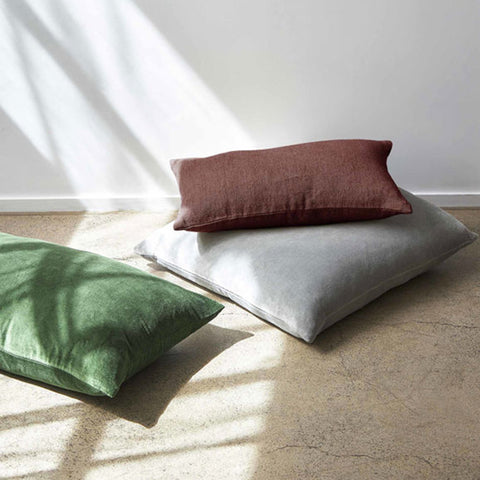 Cotton Velvet Square Cushion in Haze Grey by Citta