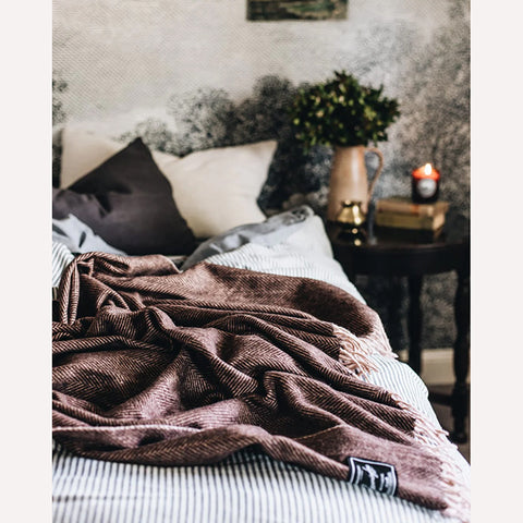 Recycled Wool Herringbone Collection Blanket in Muscat by The Grampians Goods Co