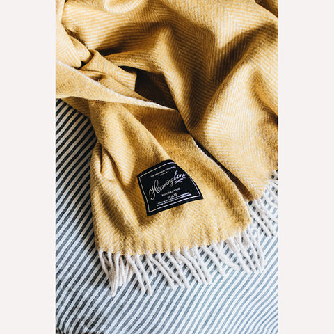 Recycled Wool Herringbone Collection Blanket in Saffron by The Grampians Goods Co