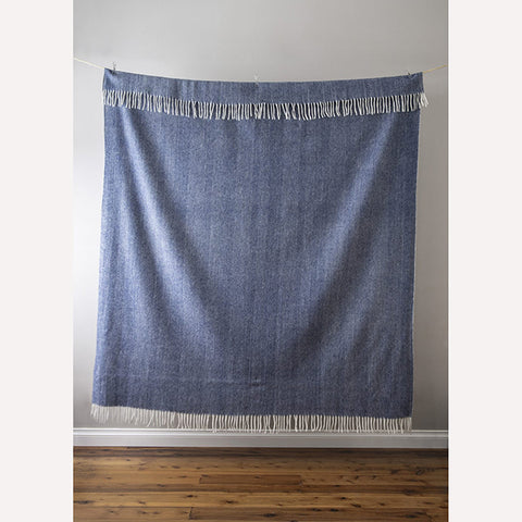 Recycled Wool Herringbone Collection Blanket in Storm by The Grampians Goods Co