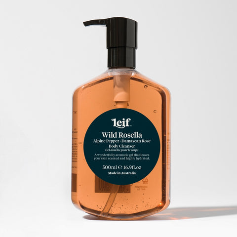 Leif Wild Rosella Body Cleanser with Alpine Pepper & Damascan Rose.