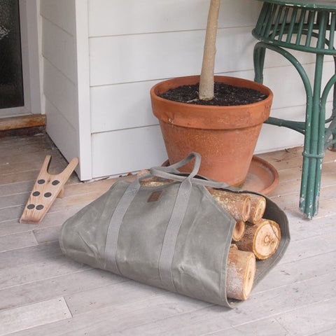 Waxed Canvas Log Carrier by Heaven In Earth