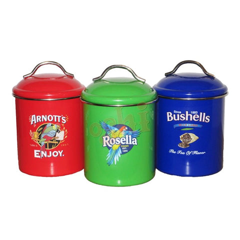 Vintage Style Canisters - Coloured - Set of 3
