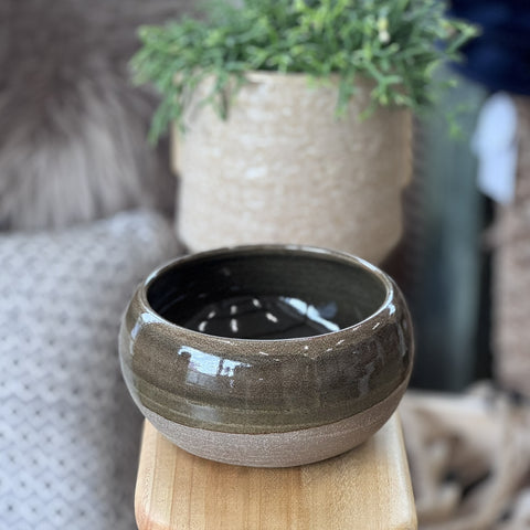 Shelley Panton Hand-Thrown Curved Pottery Bowl Olive