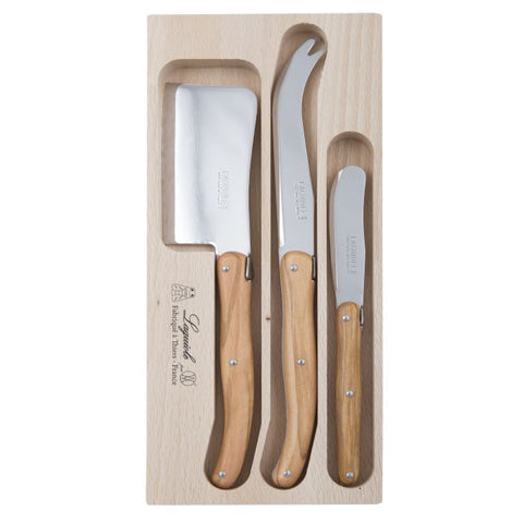 Andre Verdier Debutant Cheese Knife 3pcs Set Olive Wood