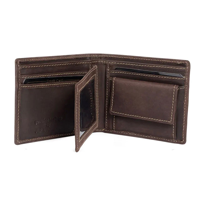 Dark Brown Toora Leather Wallet by JLP Melbourne Open showing pockets  and card holders