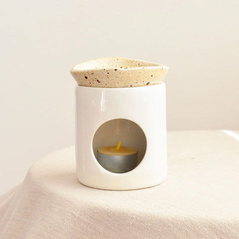 Kim Wallace Ceramics Oil Burner Oatmeal /Spotted Gum