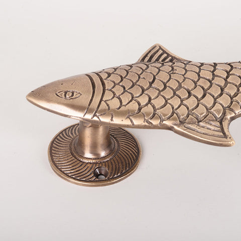 Large Brass Fish Door Handles Pair