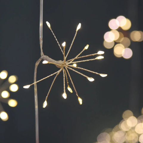 String lights hanging on a wall with a neutral background
