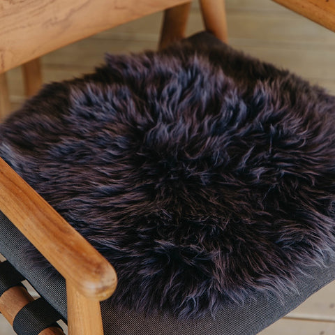 Australian Long Wool Sheepskin Round 37cm Black 