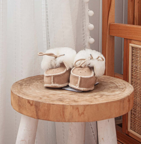 Australian Sheepskin Bootie w Leather Tie