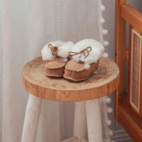 Australian Sheepskin Bootie w Leather Tie