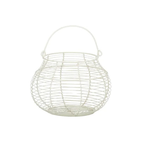 Benloch Farmhouse Style Metal Basket in Ivory.