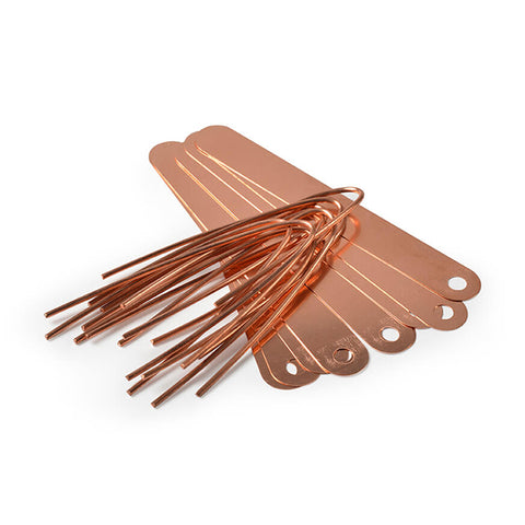 Packaged copper tags with 'Essential Tools' label on a white background