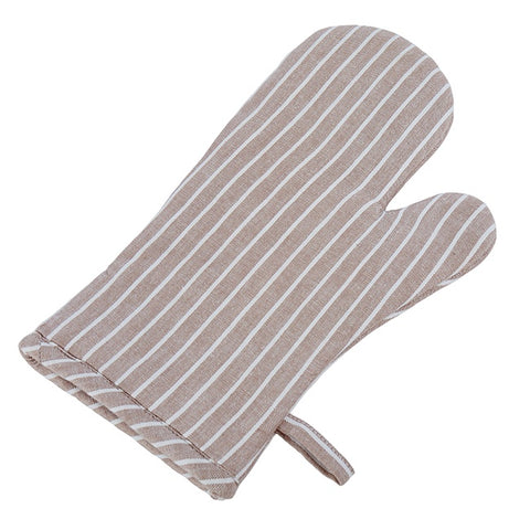 Butcher Stripe Oven Glove Taupe & White Stripe