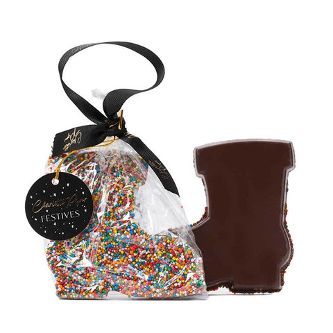 Charlotte Piper Dark Chocolate Sprinkle Hanging Santa Boot