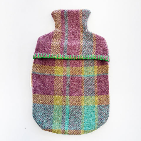 Chooktopia Wool Hot Water Bottle Cover - Mauve/Green Check