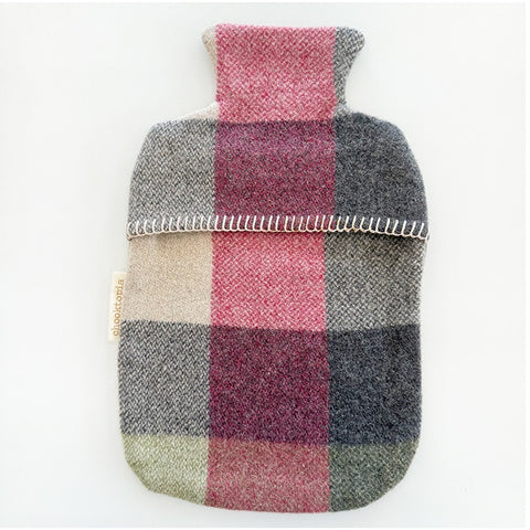 Chooktopia Wool Hot Water Bottle Cover - Pink/Grey Check
