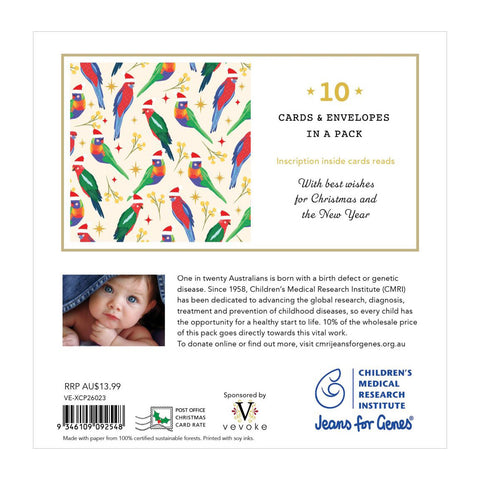 Christmas Card Pack 10 | Charity CMRI | Rosella Santas