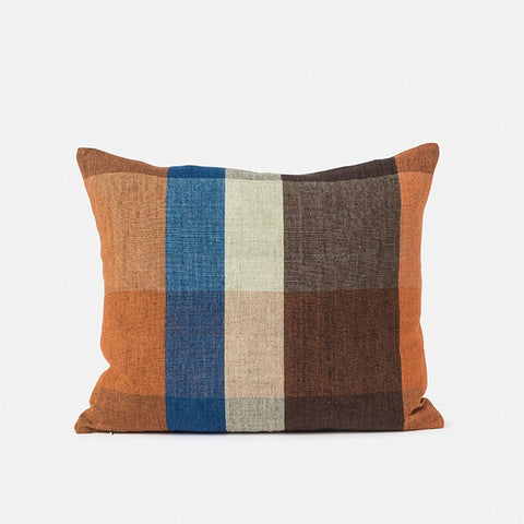 Citta Cabin Linen Cushion Midnight/Multi Check 55 x 45cm