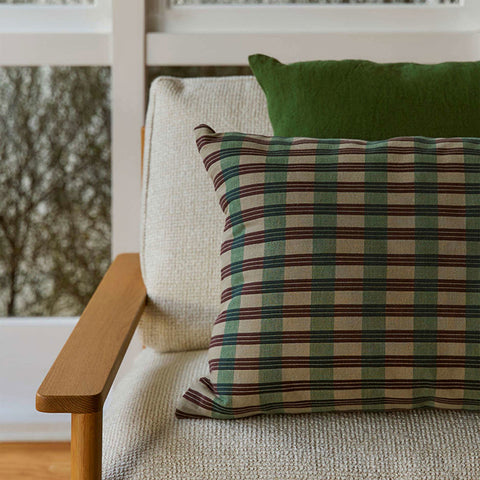 Folio Cushion in Mint & Boysenberry Check by Citta Design 