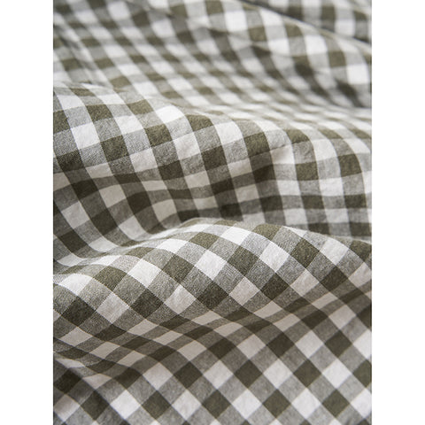 Gingham Organic Cotton Duvet Cover & pillowcases in Olive by Citta