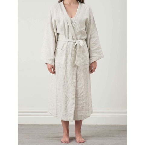 Linen Robe in Pepper and Chalk Pinstripe by Citta