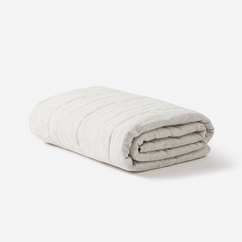 Citta Pinstripe Linen Quilt Pepper/Chalk | Queen