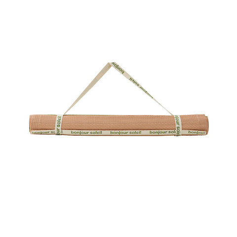 Striped beach mat with 'Dolce Vita' branding on a white background