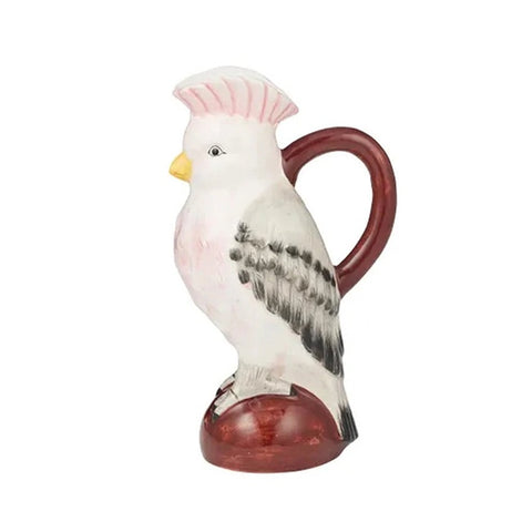 Cockatoo Ceramic Jug in Green & Pink