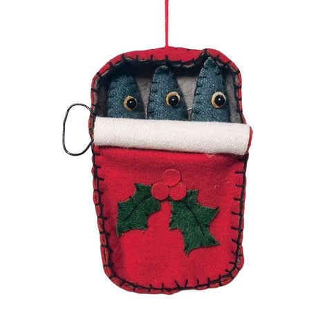 Fabric Christmas Hanging Decoration - Sardine Tin