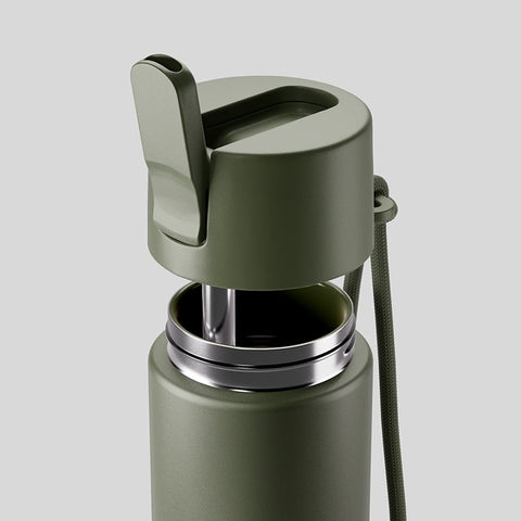 Fressko Move Flip Sip Drink Bottle | Ceramic | 660ml | Khaki