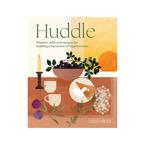 Book cover of 'Huddle' with illustrations of a table setting and text about togetherness.