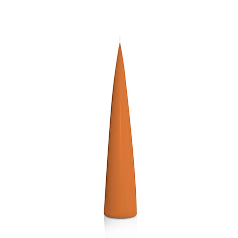 Blue cone-shaped candle on a white background