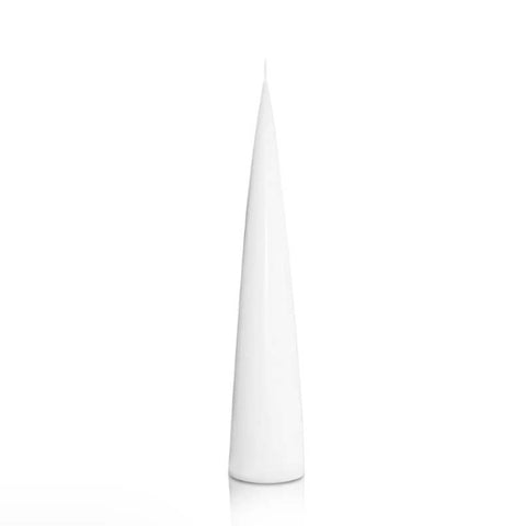 Conical purple candle on a white background