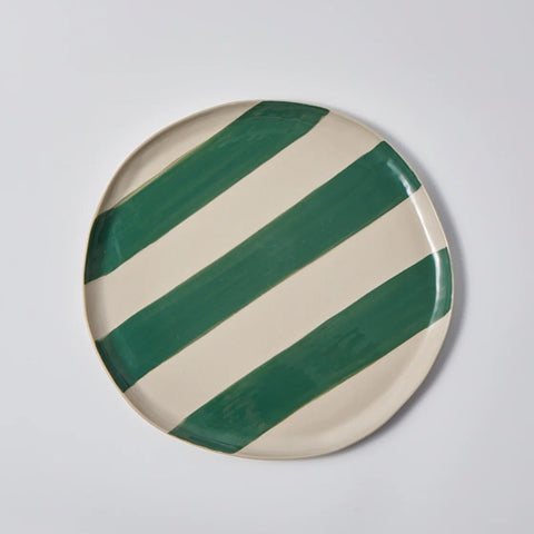 Cabana Stripe Platter in Green with red grapes by Jones & Co