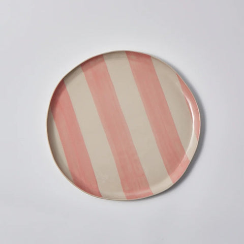 Cabana Stripe Platter in Pink with peaches by Jones & Co