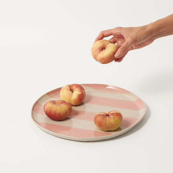 Cabana Stripe Platter in Pink with peaches by Jones & Co
