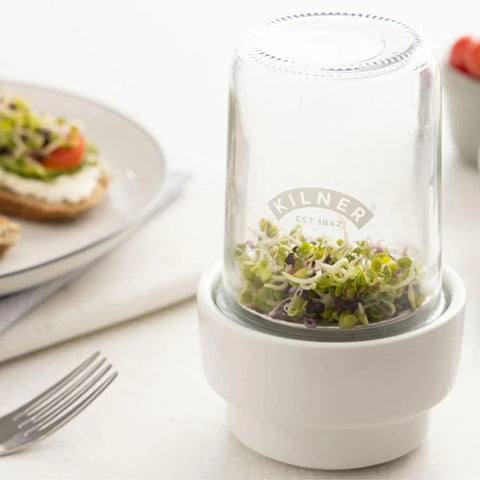 Sprouting Set with white base and Kilner logo on a white background
