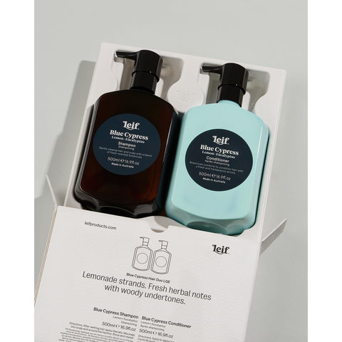 Leif Blue Cypress Hair Duo Gift Pack in Large Packaging