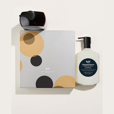 Leif Holiday x Mark Gowing Flannel Flower Hand Duo Gift Pack Large on white backgroun