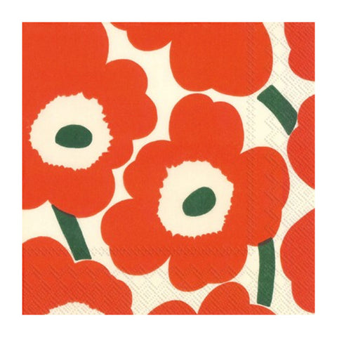 Marimekko Napkin Pack of 20 -Unikko Orange Green