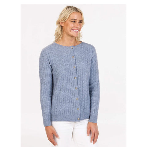 Native World Classic Cable Cardigan Crystal Blue 