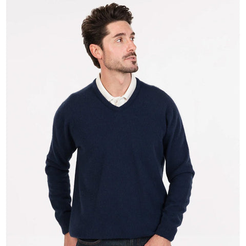 Native World V Neck Possum/Merino Sweater - Twilight