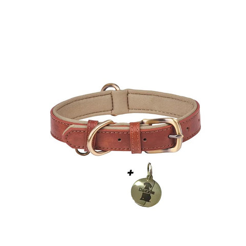 Oscar Leather Collar by Dazzle - Tan