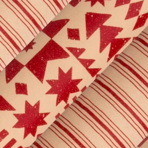 Premium Wrapping Paper Kraft Patchwork Spice Red 250cm x 76cm