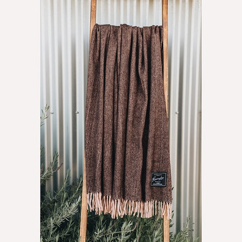Recycled Wool Herringbone Collection Blanket in Muscat by The Grampians Goods Co