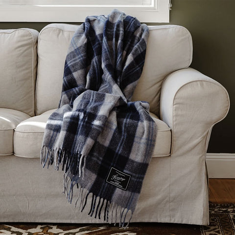 Recycled Wool Scottish Tartan Blanket | Expedition - Blue Check