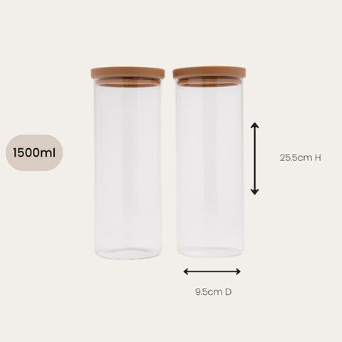 Seed & Sprout Wategos Glass Pantry Jars 2pk | Oat 1500ml