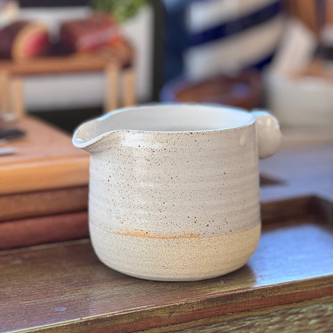 Shelley Panton Hand-Thrown Pottery Pourer w Knob - White Speckle